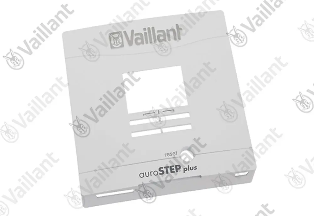 Vaillant Gehäuse mit transparentem Fenster und Reset-Taste, geeignet für Montage und Anschluss an spezifische Heizsysteme.